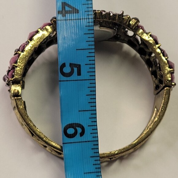 Purple Rhinestone Watch Cuff Band Round Face Ornate Fashion Watch - NEW ! - Picture 12 of 16